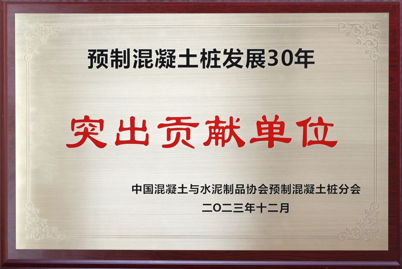 山河智能獲評預(yù)制混凝土樁行業(yè)發(fā)展30年“突出貢獻(xiàn)單位”